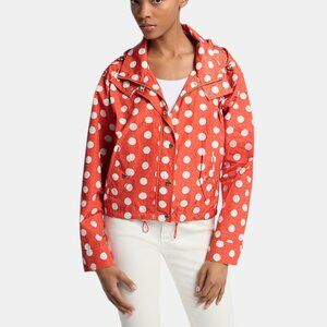 NWT MICHAEL KORS POLKA DOT SIGNATURE LOGO CIRE JACKET RED CLAY SIZE L